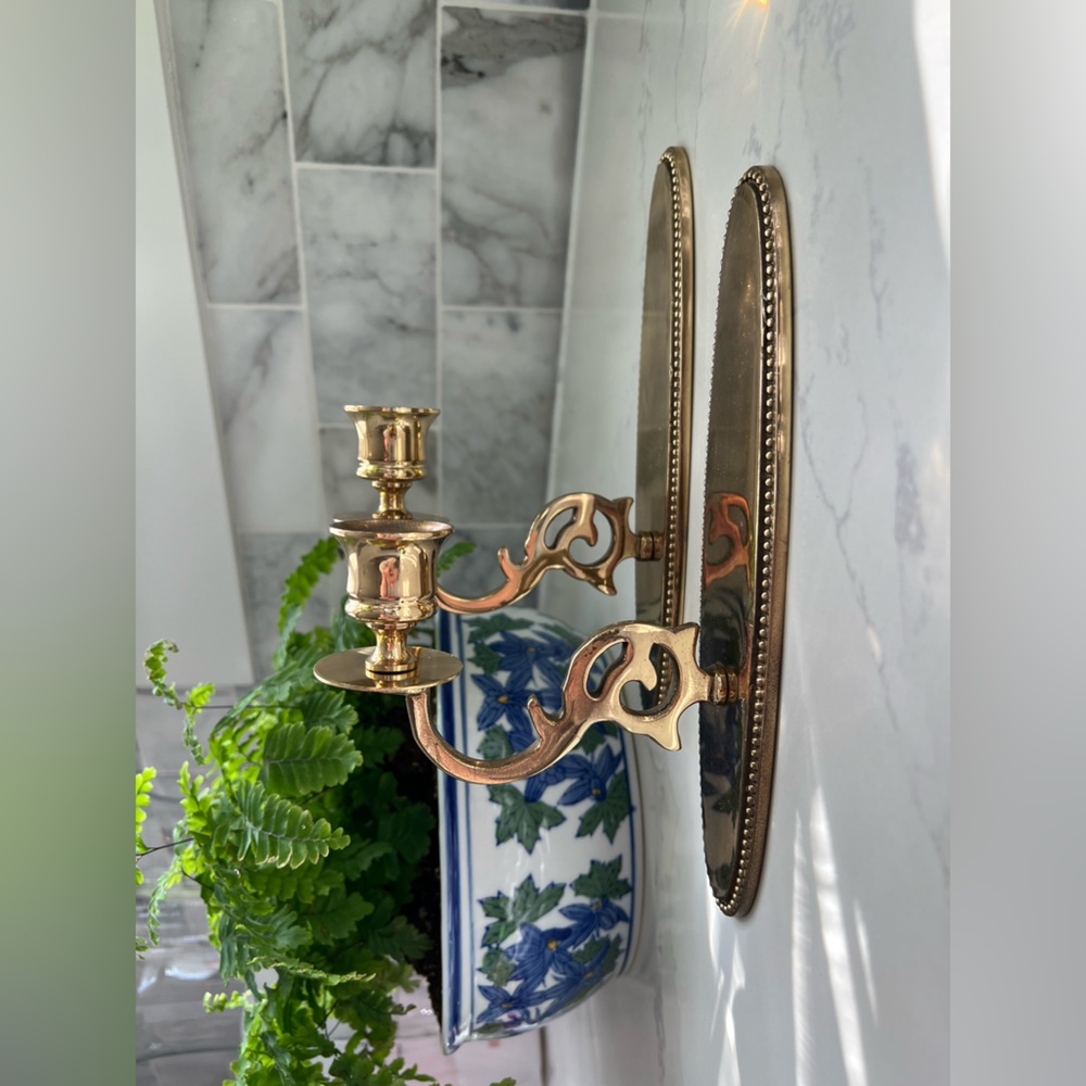 Vintage Brass Wall Sconce Candlestick Holder